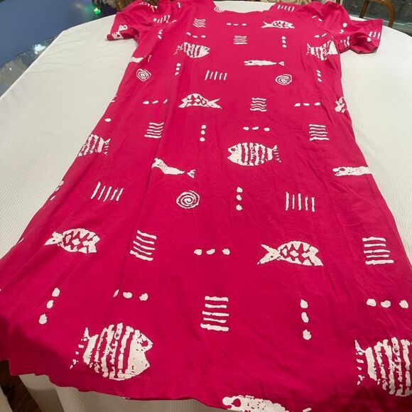 M. Mac Vermont Country Store Pink White Cotton Fish Dress Plus Size 4X - Picture 4 of 5